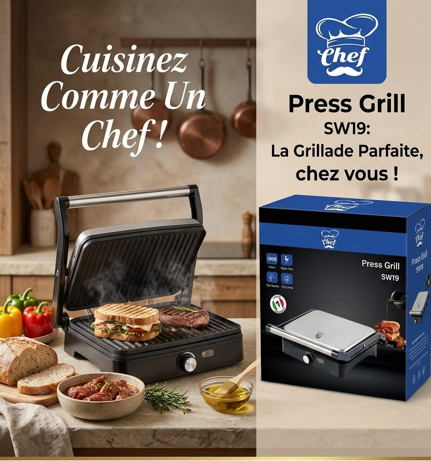 panineuse de marque CHEF, 1800 watts.